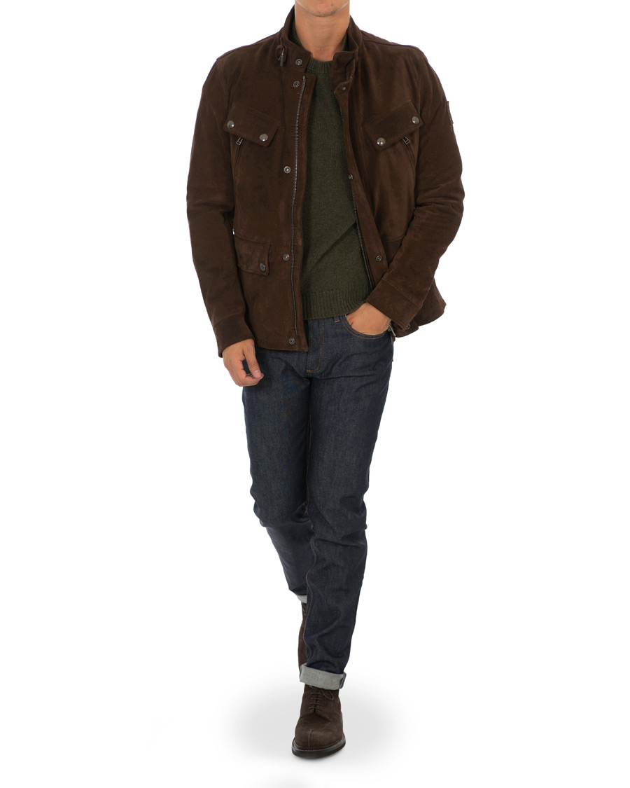 Herre | Jakker | Belstaff | Denesmere Suede Field Jacket Chocolate Brown
