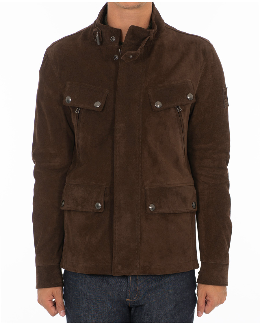 Herre | Jakker | Belstaff | Denesmere Suede Field Jacket Chocolate Brown