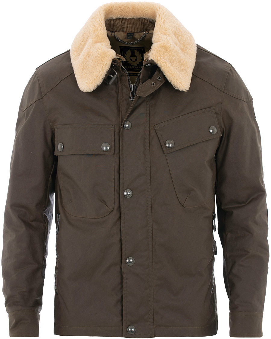 Herre | Jakker | Belstaff | Patrol Shearling Pilot Waxed Jacket Windsor Moss