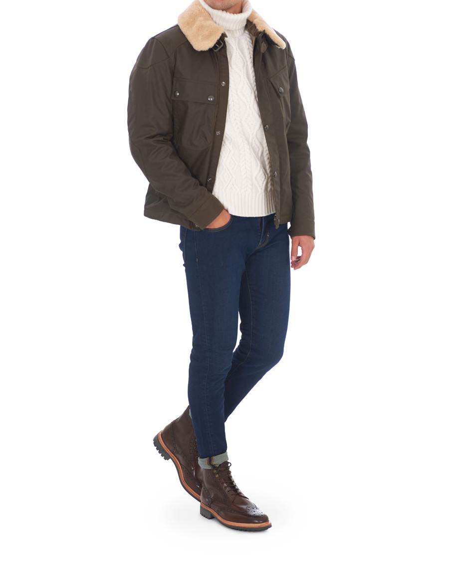 Herre | Jakker | Belstaff | Patrol Shearling Pilot Waxed Jacket Windsor Moss