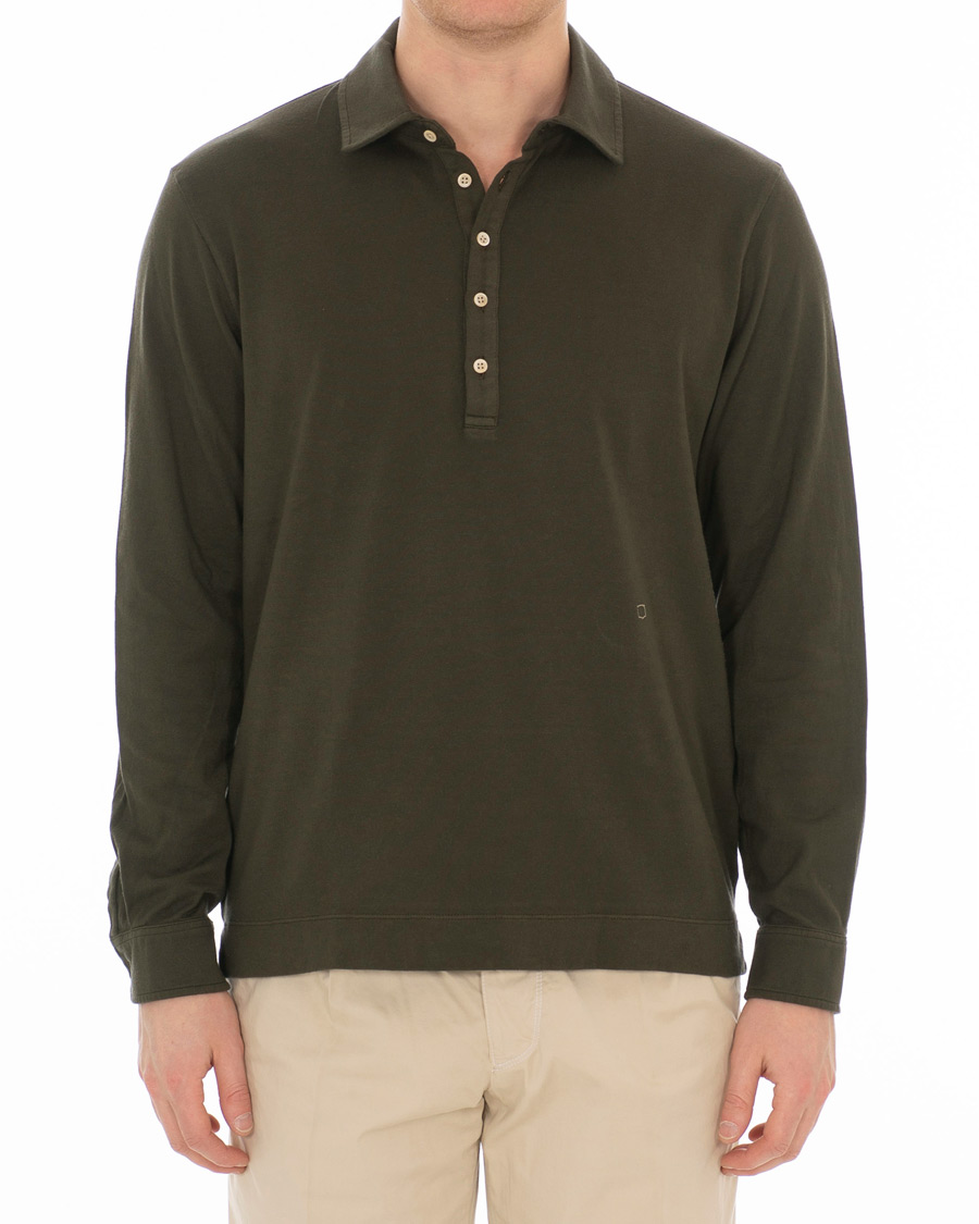 Herre | Gensere | Massimo Alba | Ischia Cotton/Cashmere Long Sleeve Polo Hunter