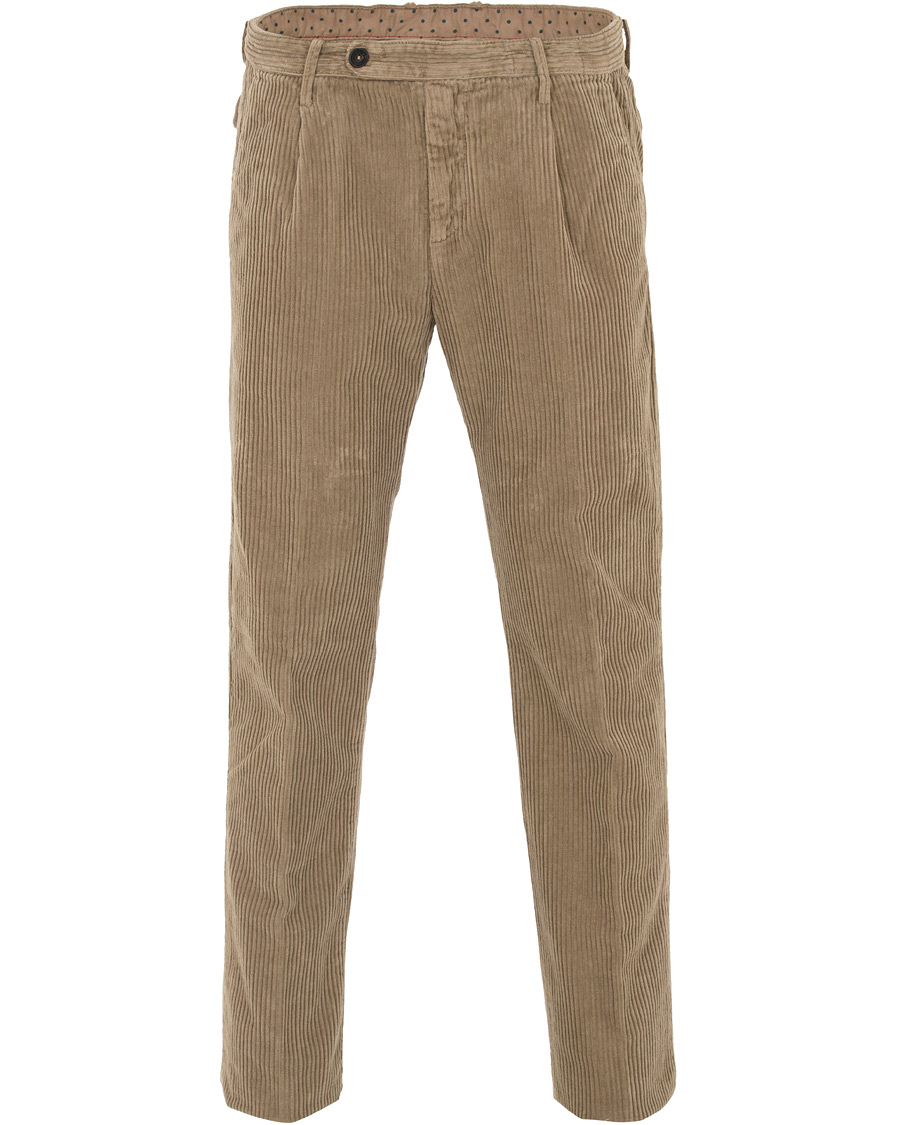 Herre | Bukser | Massimo Alba | Ionio Single Pleated Corduroy Trousers Khaki