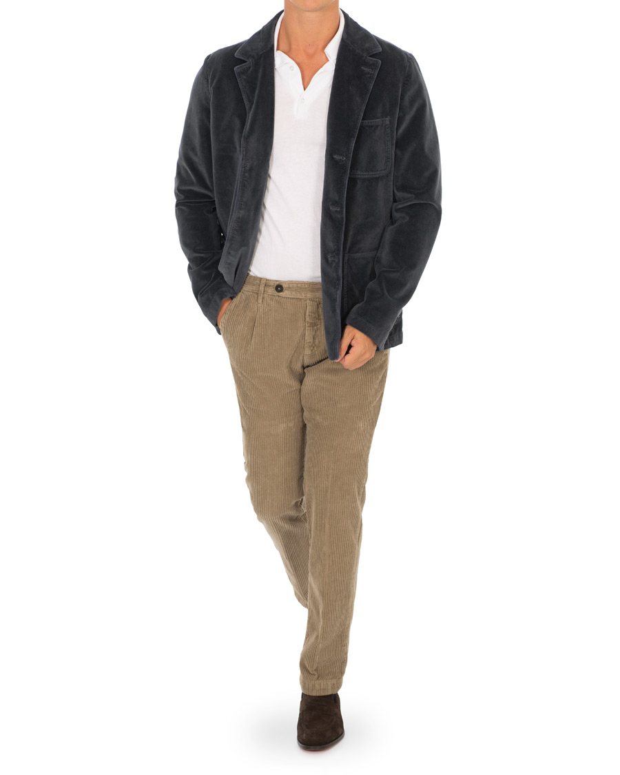Herre | Bukser | Massimo Alba | Ionio Single Pleated Corduroy Trousers Khaki