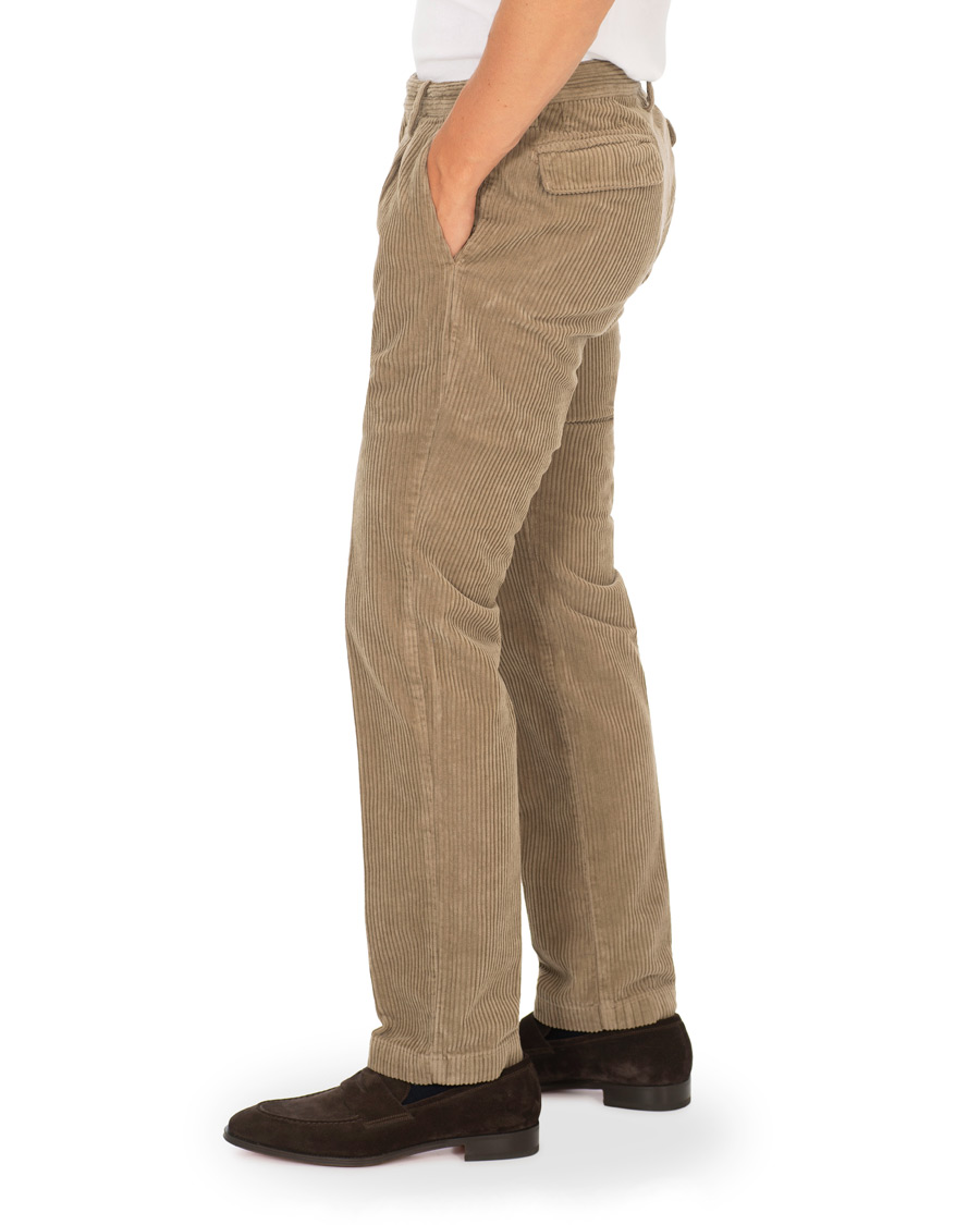 Herre | Bukser | Massimo Alba | Ionio Single Pleated Corduroy Trousers Khaki