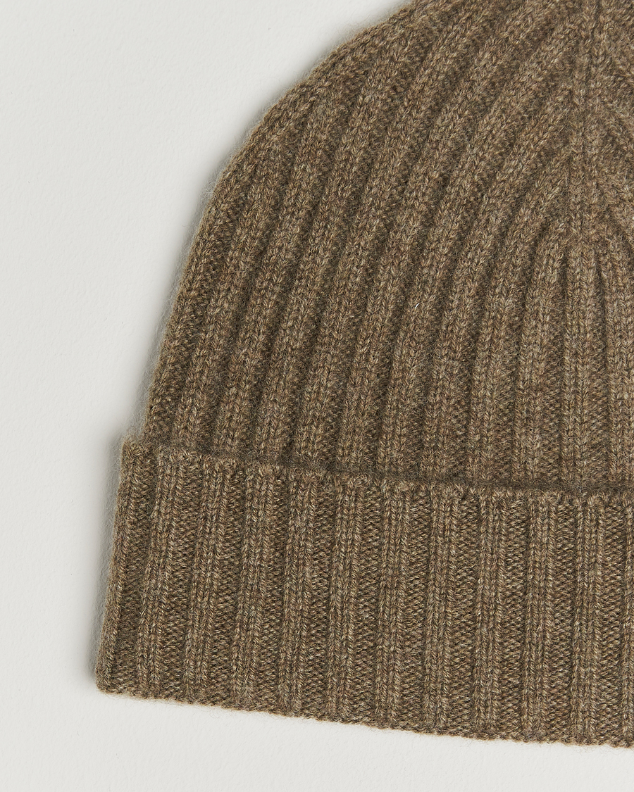 Herre | Luer | Amanda Christensen | Rib Knitted Cashmere Cap Olive Melange