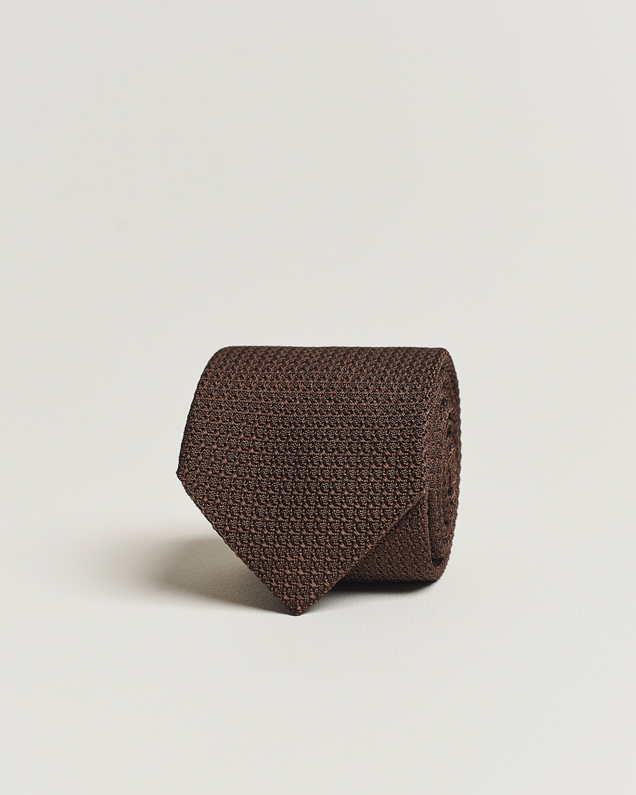 Herre | Slips | Amanda Christensen | Silk Grenadine 8 cm Tie Brown