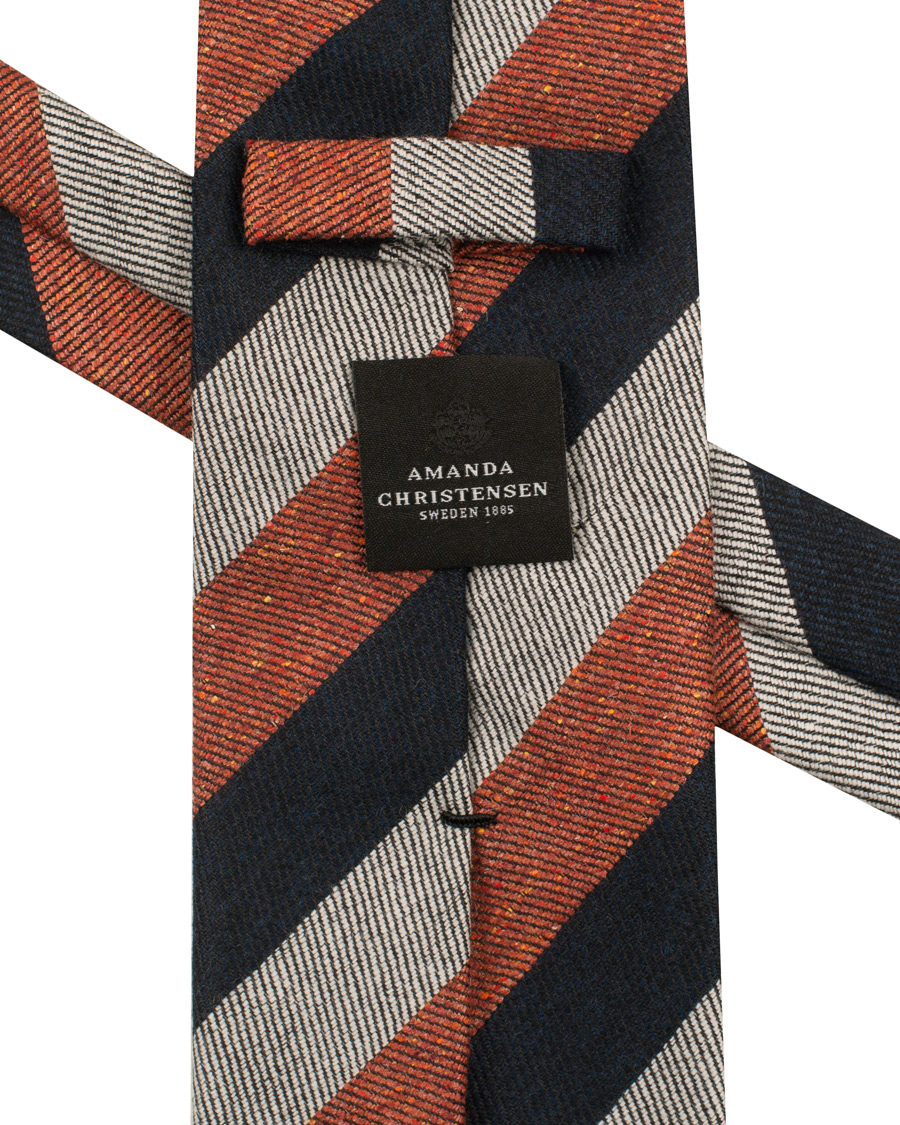 Herre | Amanda Christensen Wool/Silk Block Stripe Donegal Tie 8 cm Rust | Amanda Christensen | Wool/Silk Block Stripe Donegal Tie 8 cm Rust