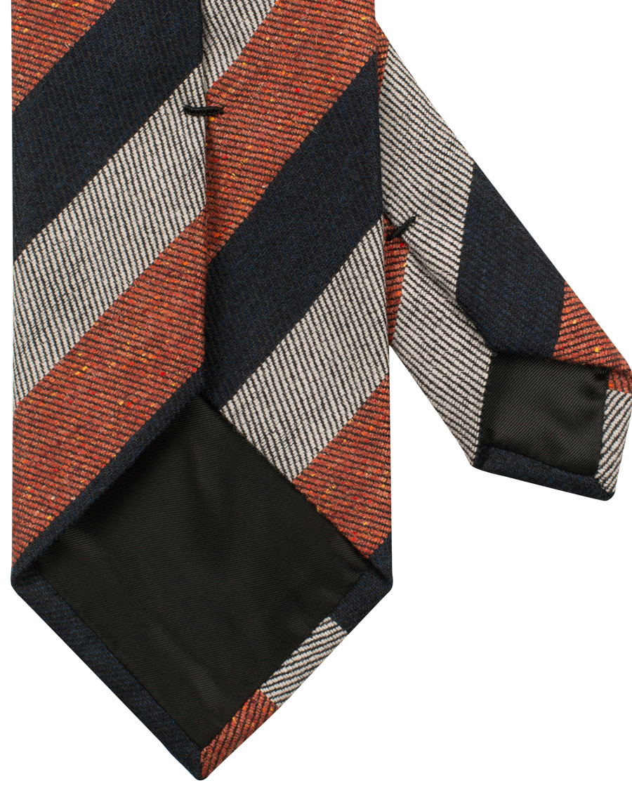 Herre | Amanda Christensen Wool/Silk Block Stripe Donegal Tie 8 cm Rust | Amanda Christensen | Wool/Silk Block Stripe Donegal Tie 8 cm Rust