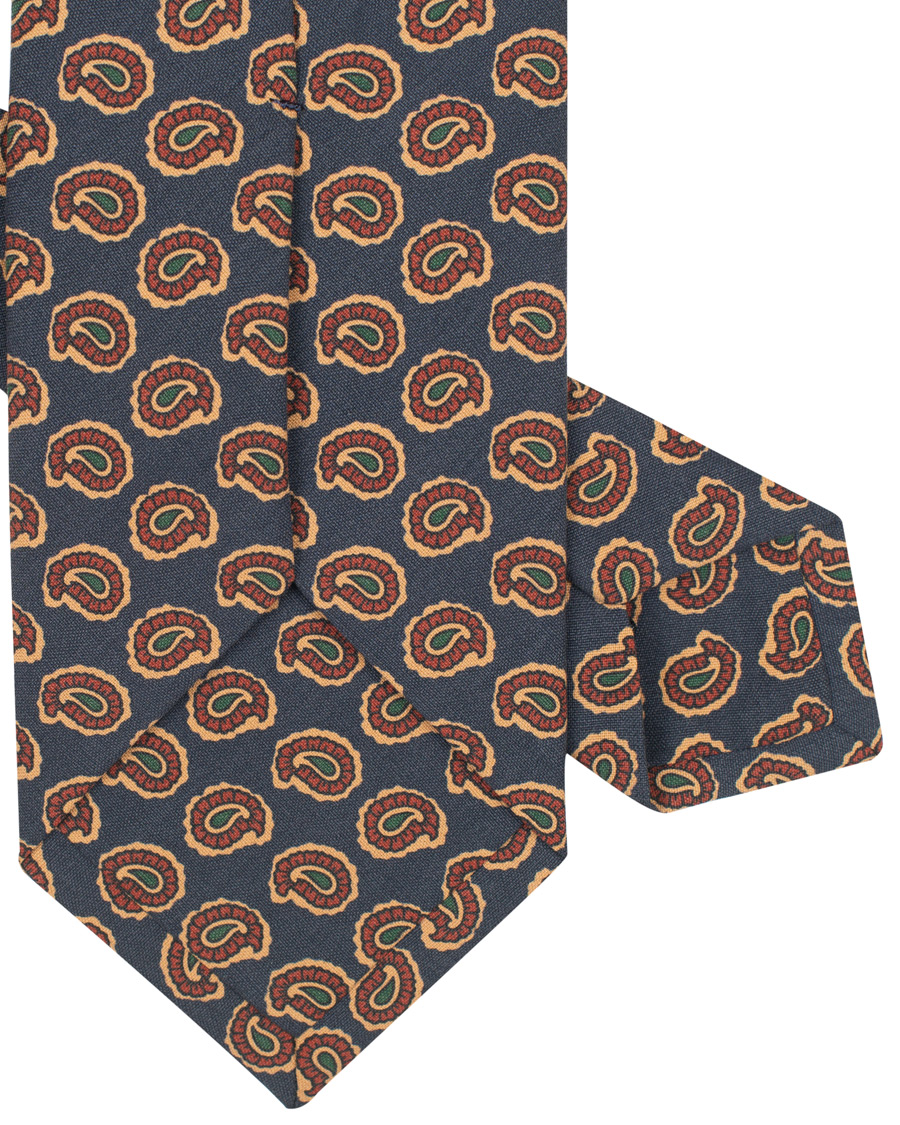Herre | Drake's Washed Silk Printed Paisley Tie 8 cm Blue | Drake's | Washed Silk Printed Paisley Tie 8 cm Blue