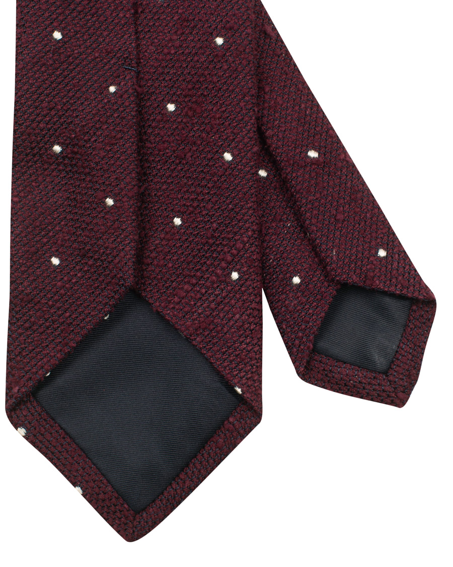 Herre | Drake's Woven Silk Grenadine Dot Tie 8 cm Wine | Drake's | Woven Silk Grenadine Dot Tie 8 cm Wine