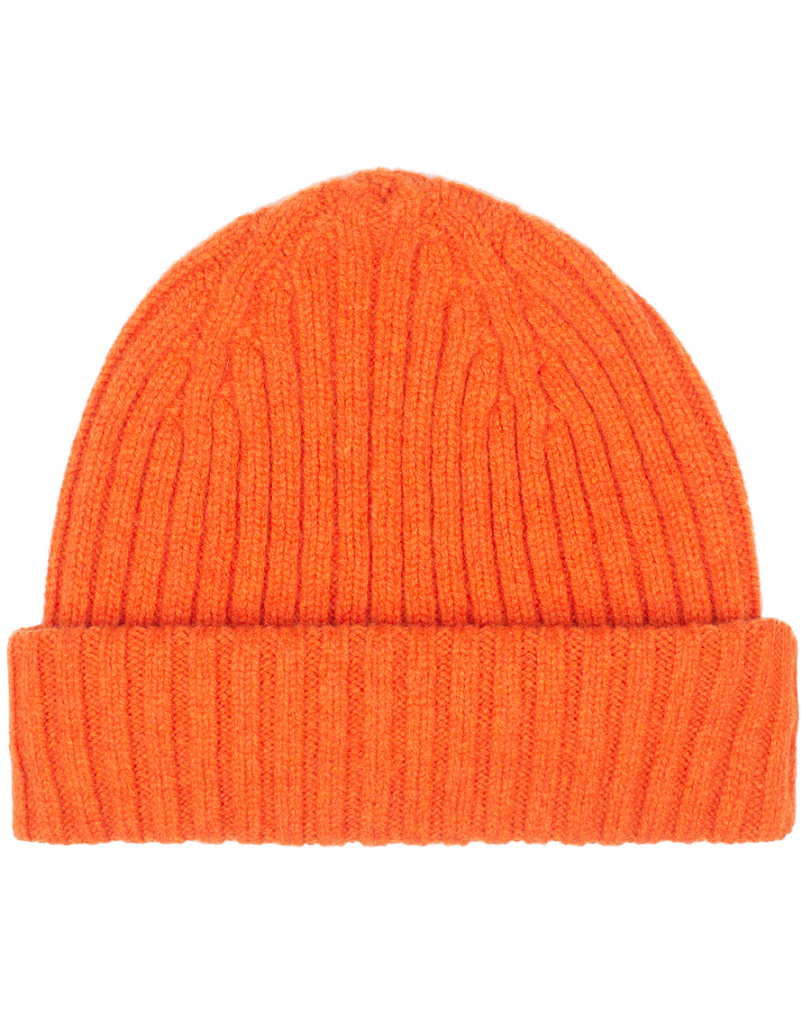 Herre | Drake's Lambswool Ribbed Hat Orange | Drake's | Lambswool Ribbed Hat Orange