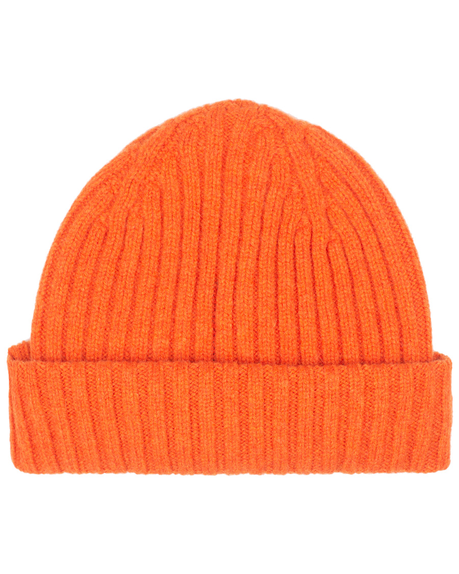 Herre | Drake's Lambswool Ribbed Hat Orange | Drake's | Lambswool Ribbed Hat Orange