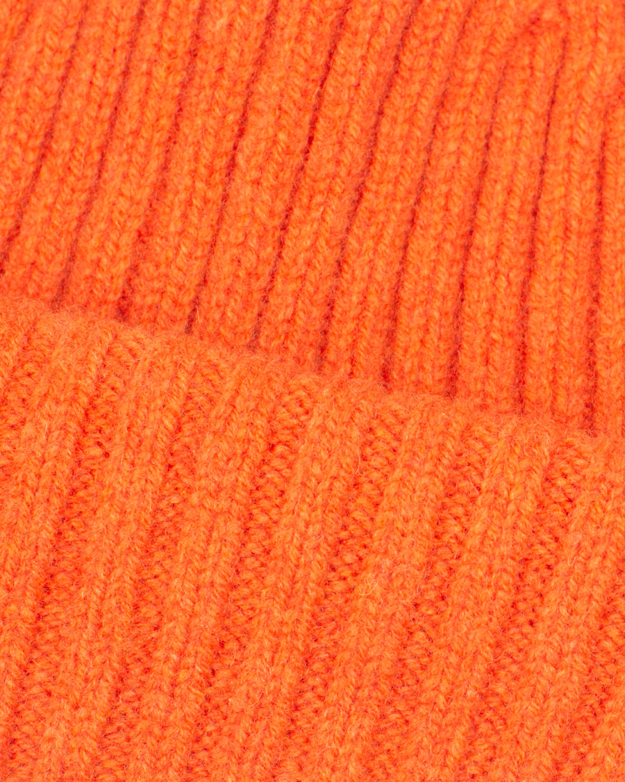 Herre | Drake's Lambswool Ribbed Hat Orange | Drake's | Lambswool Ribbed Hat Orange