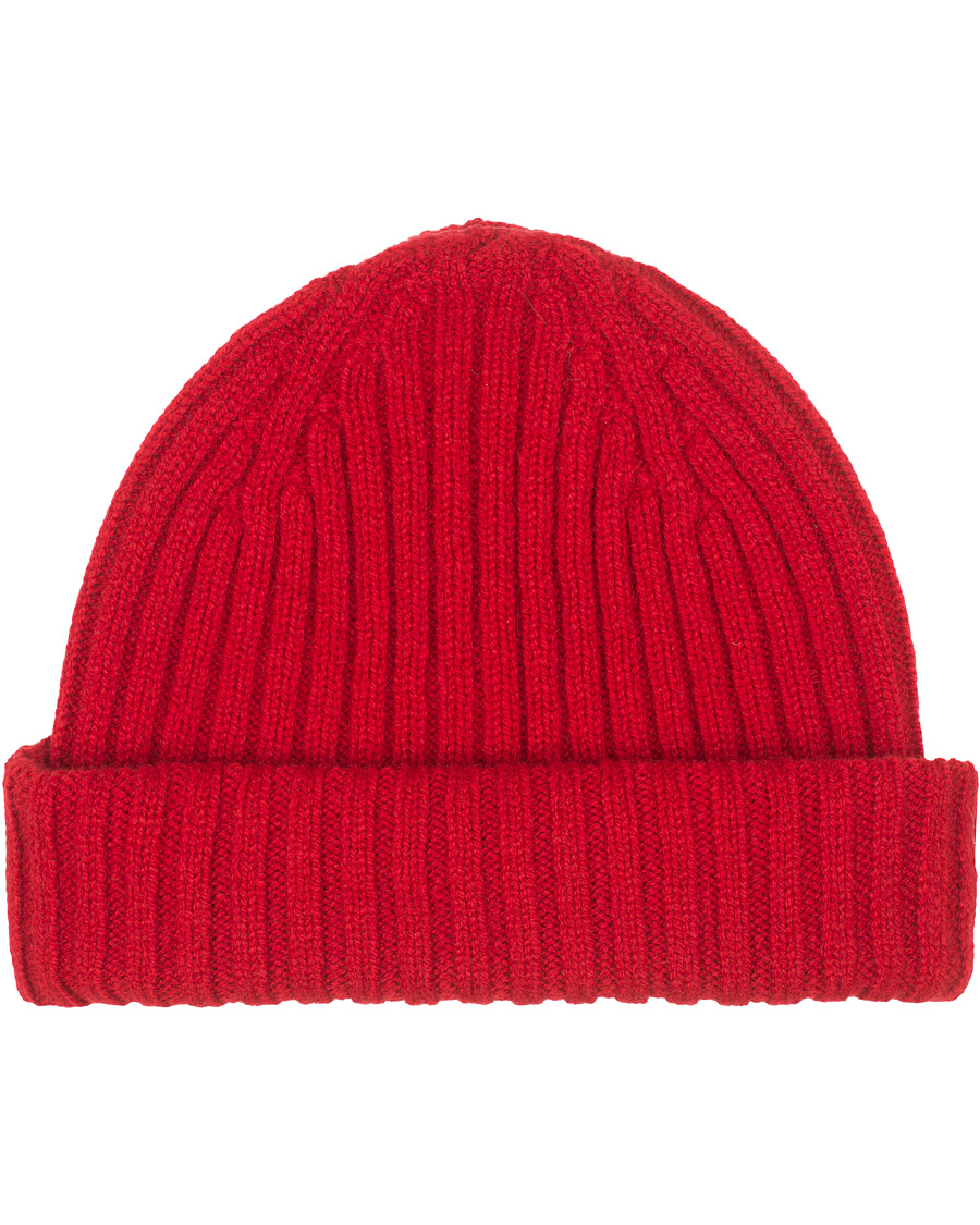 Herre | Drake's Lambswool Ribbed Hat Red | Drake's | Lambswool Ribbed Hat Red