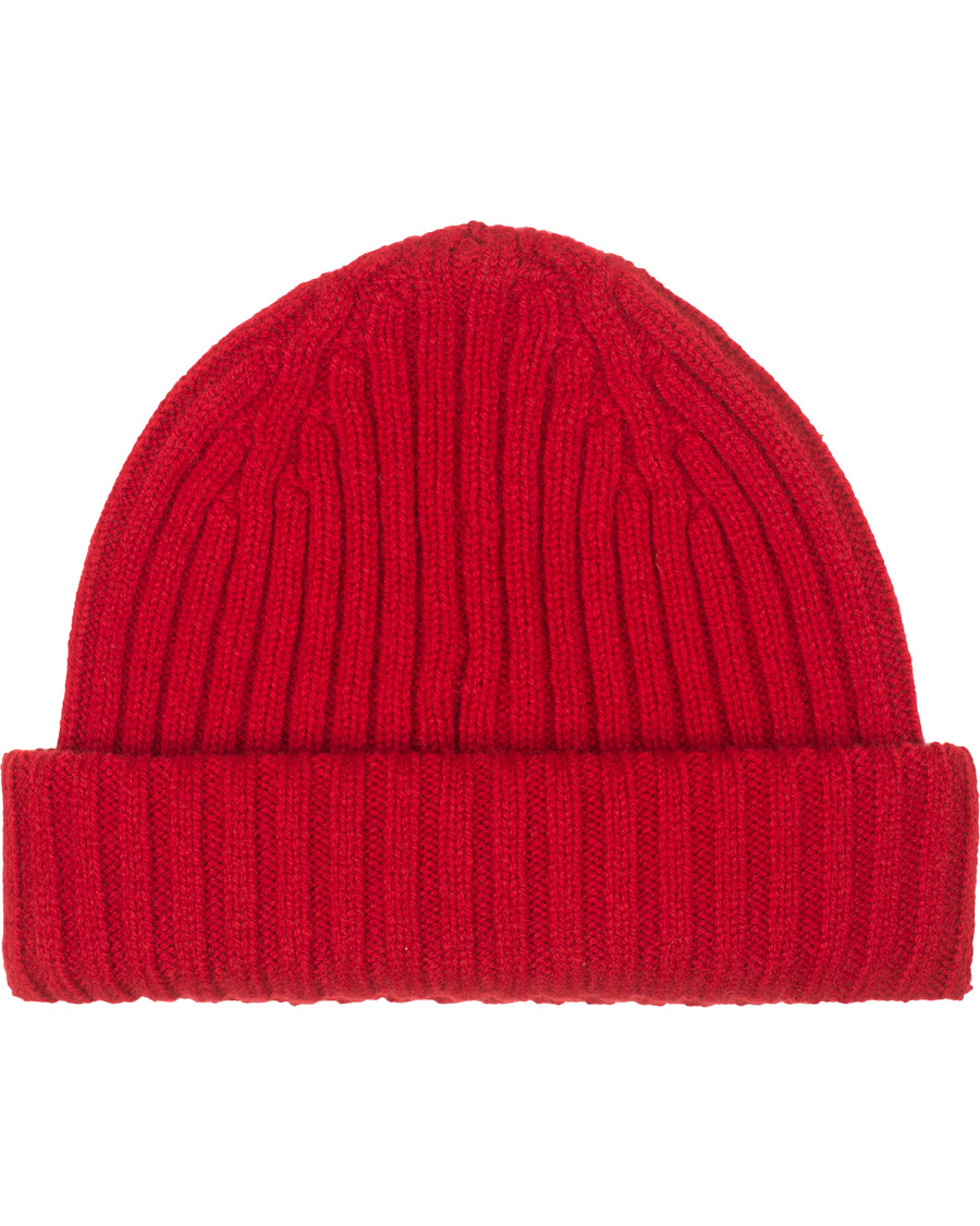 Herre | Drake's Lambswool Ribbed Hat Red | Drake's | Lambswool Ribbed Hat Red