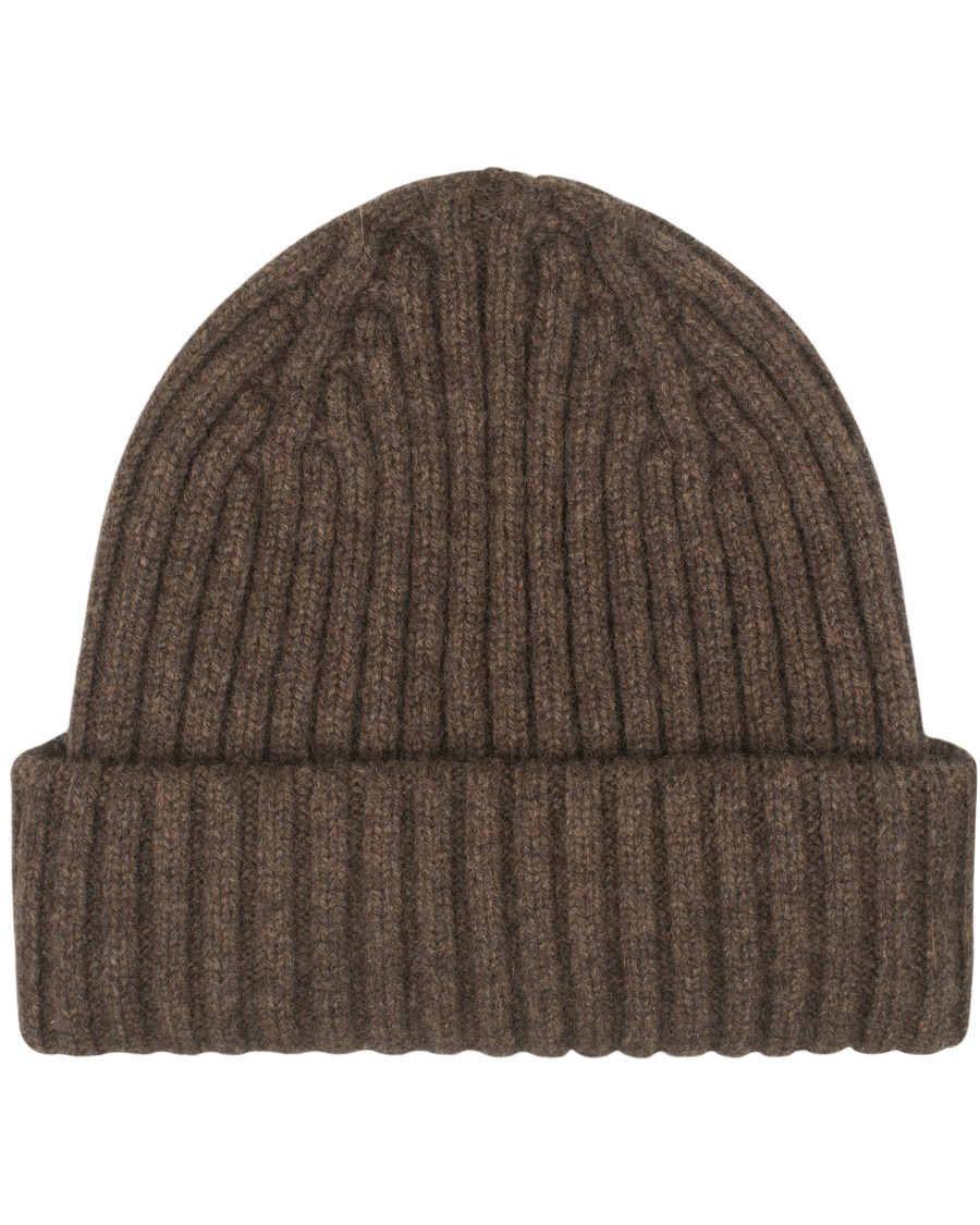 Herre | Drake's Lambswool/Angora Ribbed Hat Brown | Drake's | Lambswool/Angora Ribbed Hat Brown