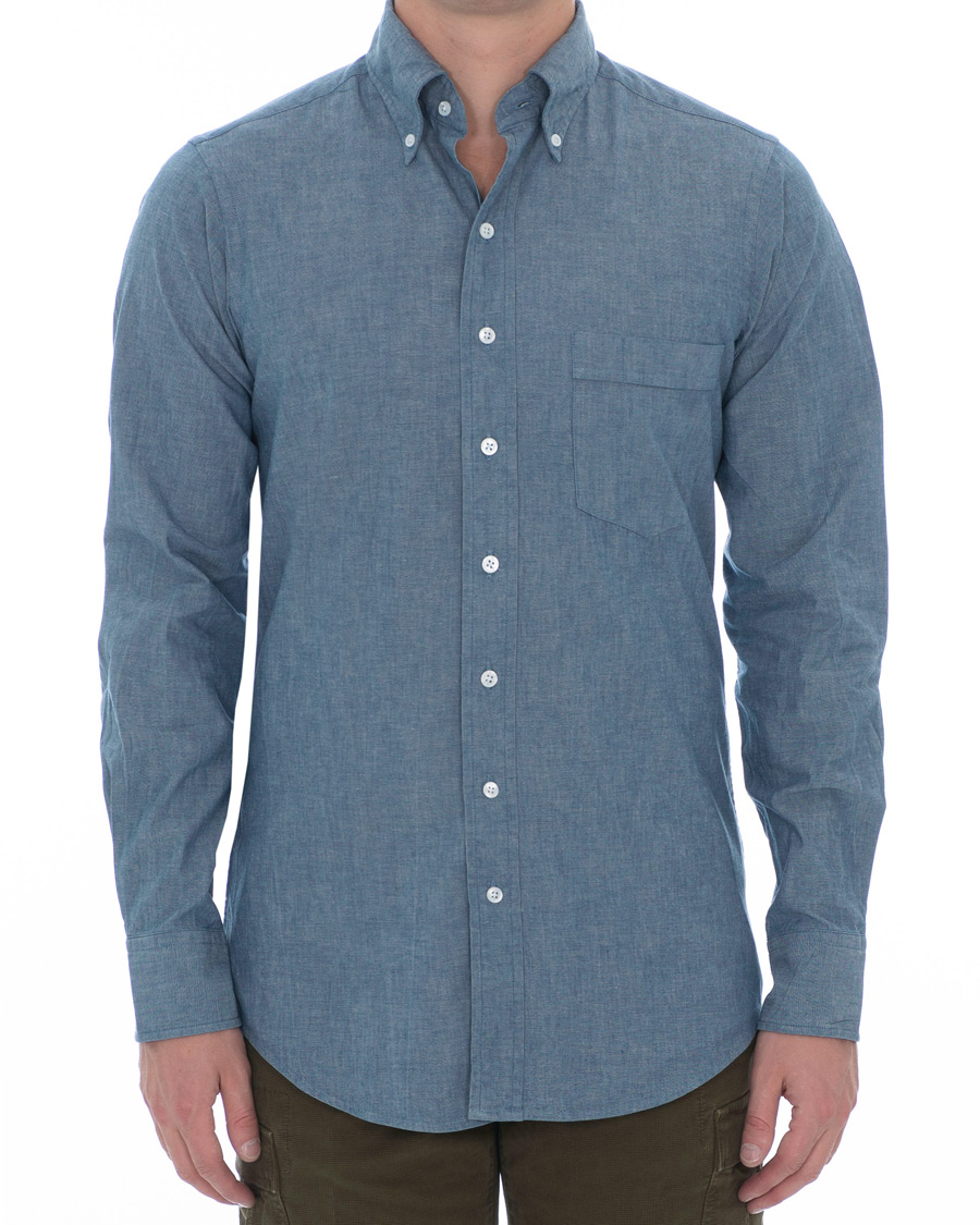 Herre | Skjorter | Drake's | Slim Fit Chambray Shirt Light Washed