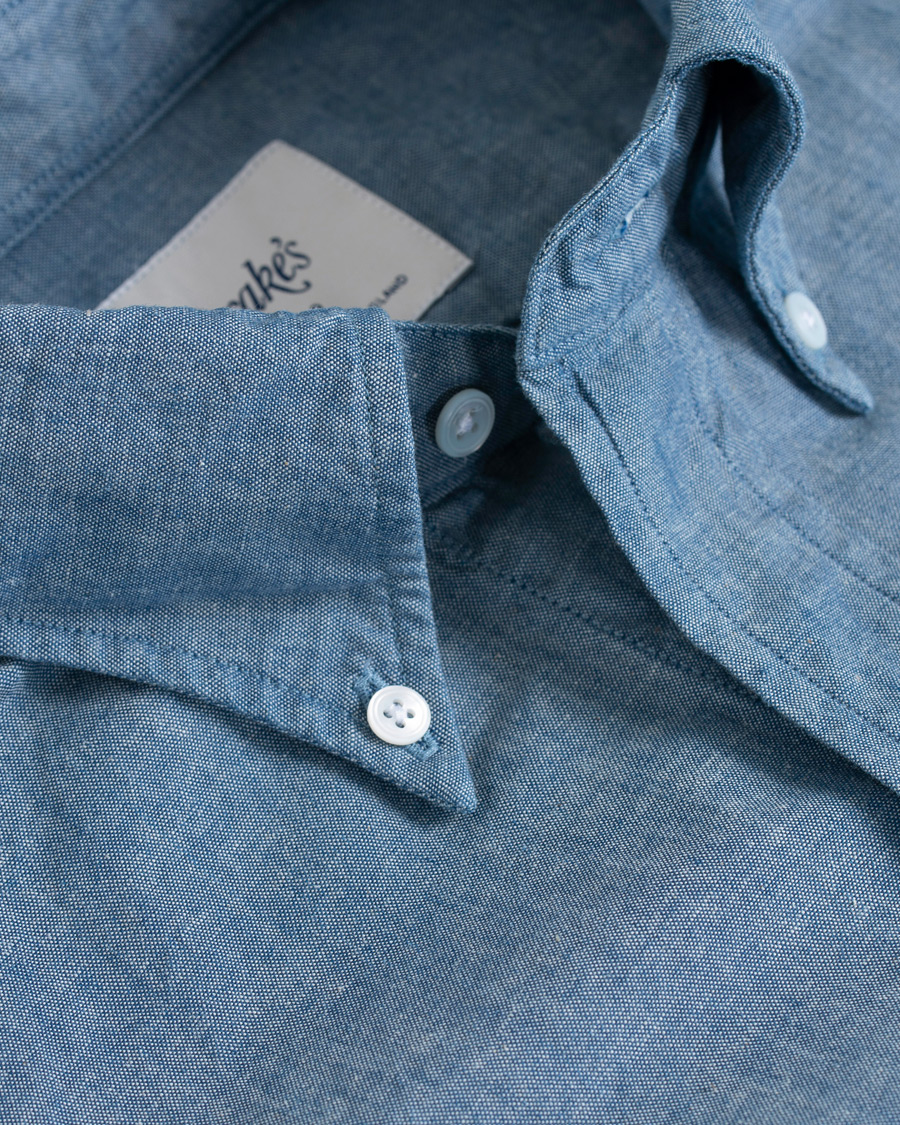 Herre | Skjorter | Drake's | Slim Fit Chambray Shirt Light Washed