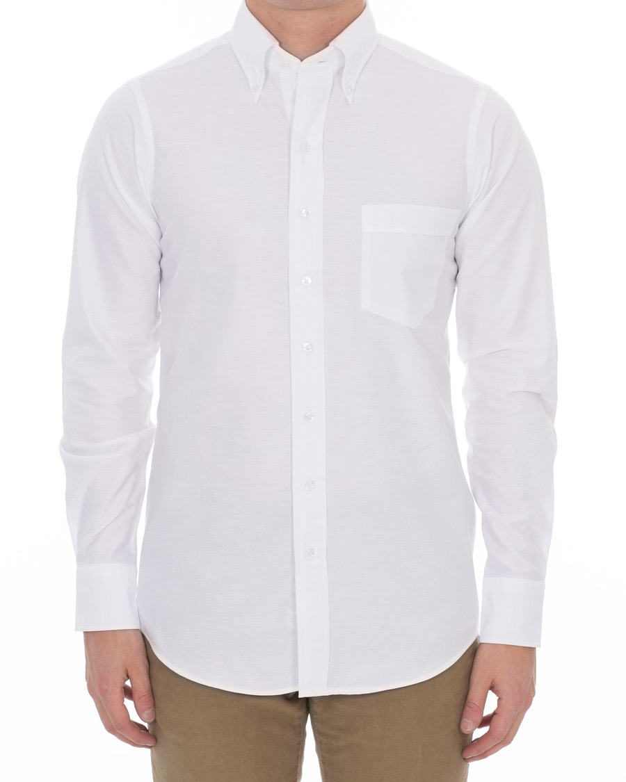 Herre | Skjorter | Drake's | Slim Fit Button Down Shirt White