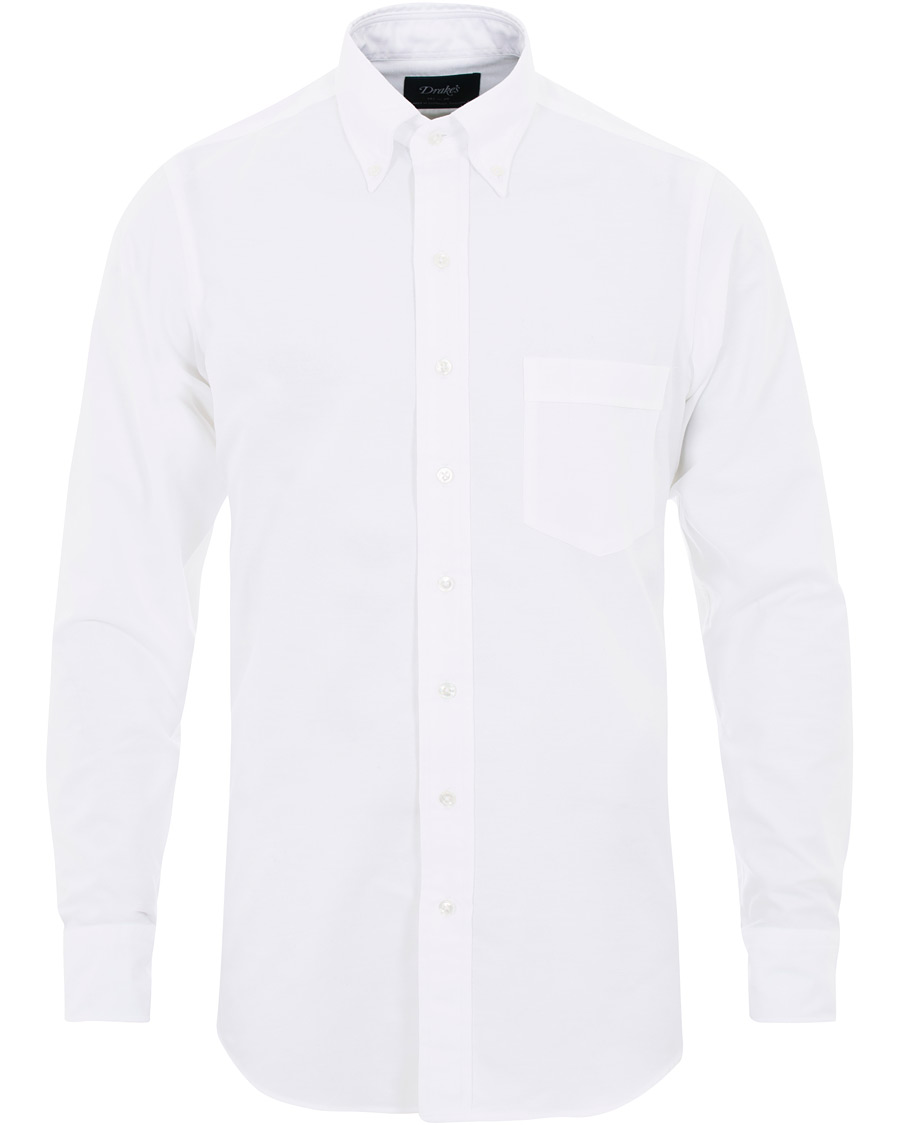 Herre | Skjorter | Drake's | Regular Fit Oxford BD Shirt White