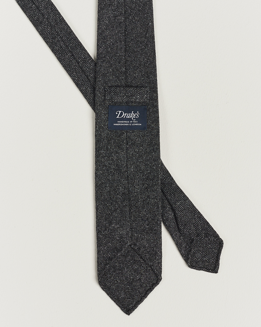 Herre | Drake's Cashmere 8 cm Tie Grey/Black | Drake's | Cashmere 8 cm Tie Grey/Black