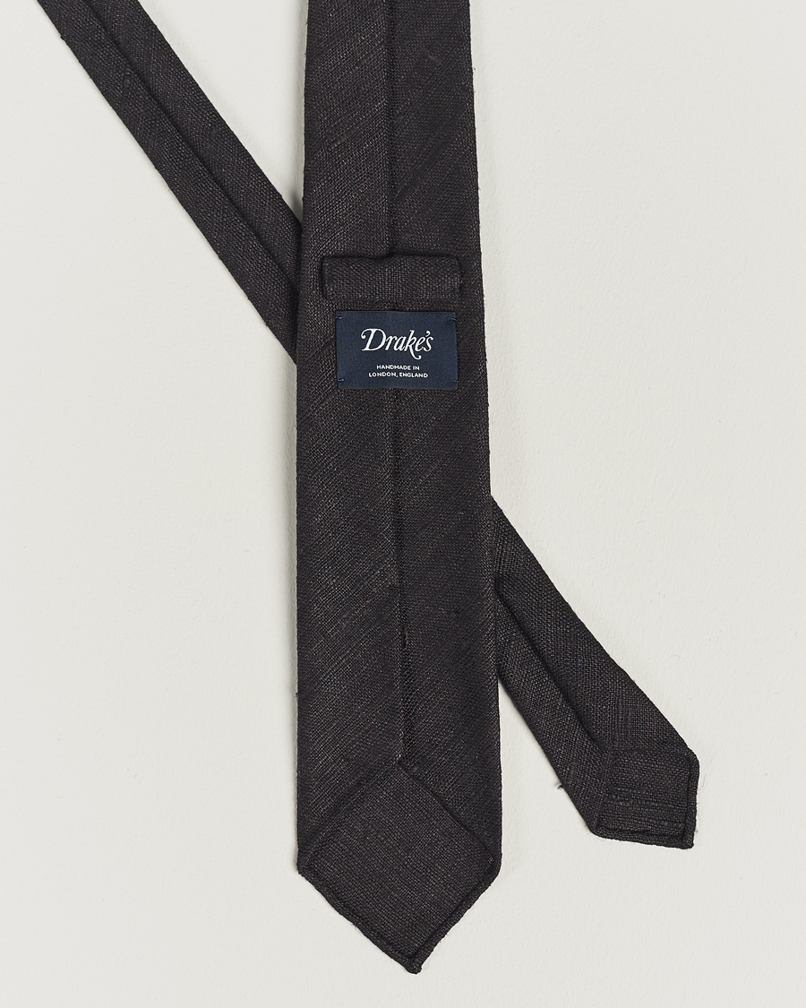 Herre |  | Drake's | Tussah Silk Handrolled 8 cm Tie Black