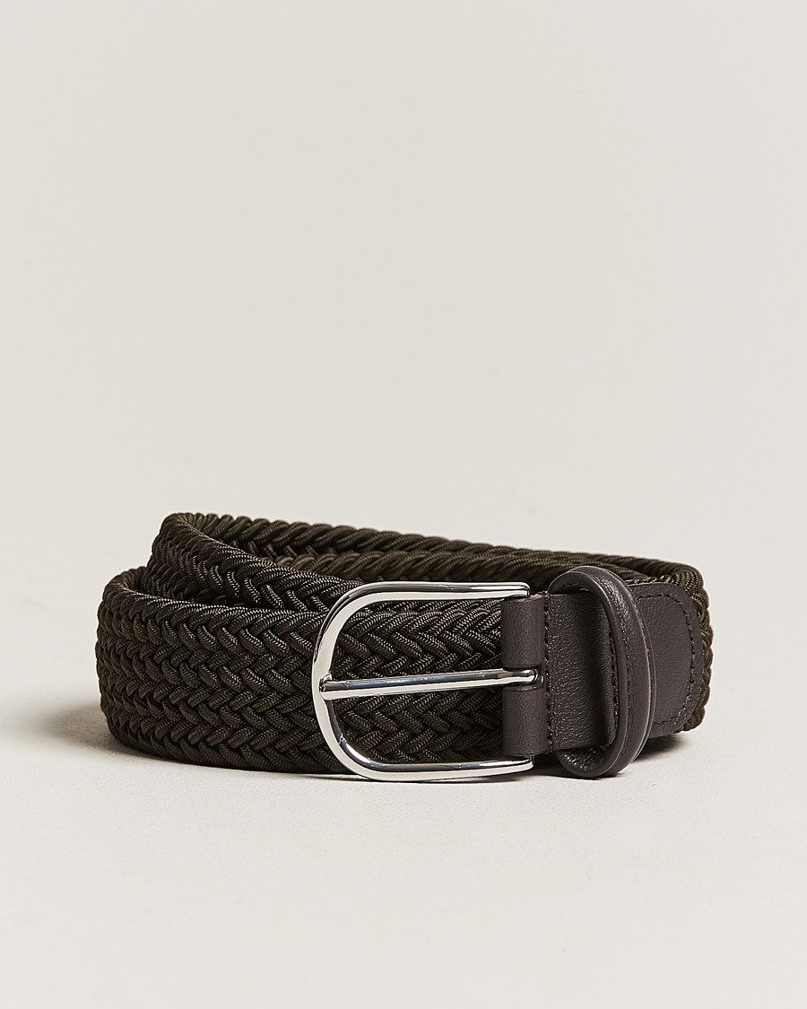 Herre |  | Anderson's | Stretch Woven 3,5 cm Belt Green