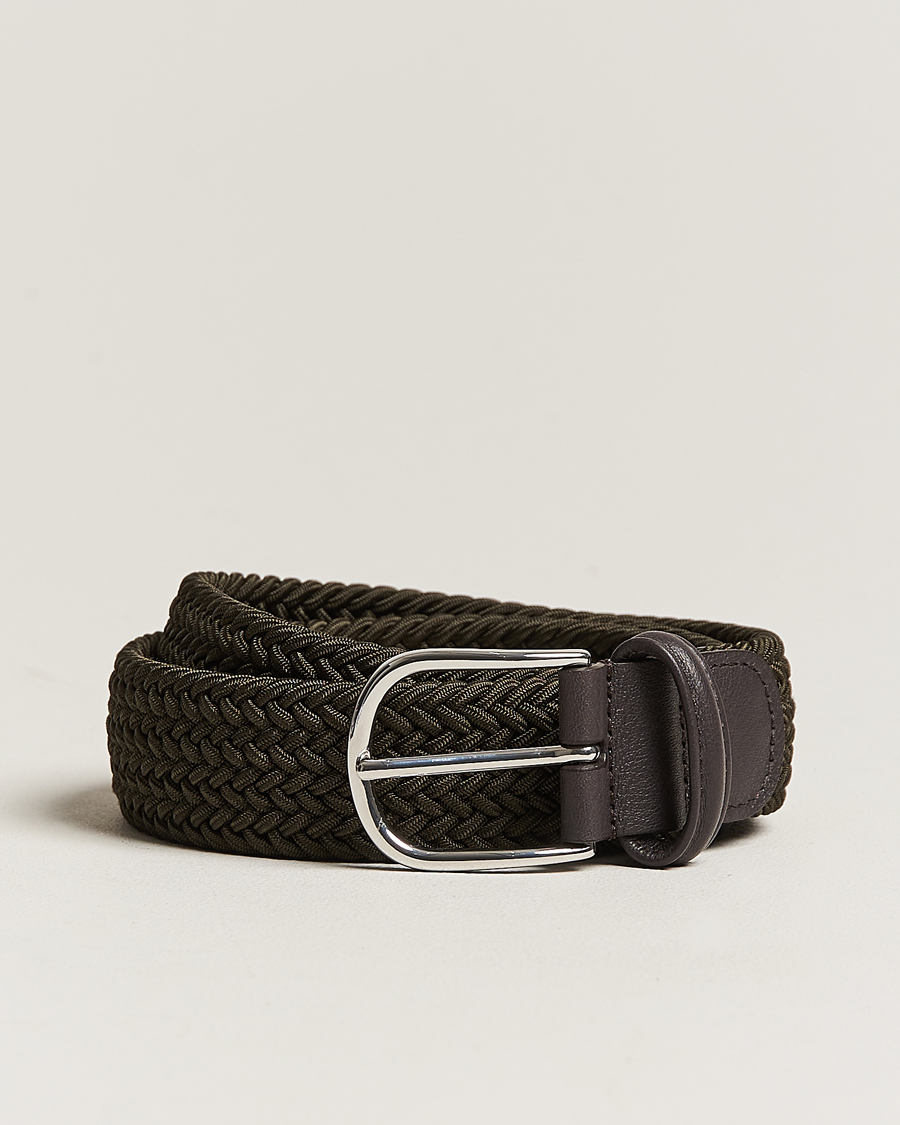 Herre | Belter | Anderson's | Stretch Woven 3,5 cm Belt Green