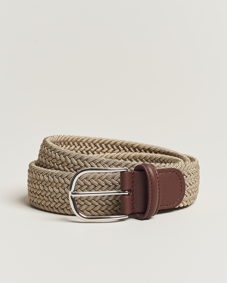 Herre | Belter | Anderson's | Stretch Woven 3,5 cm Belt Beige
