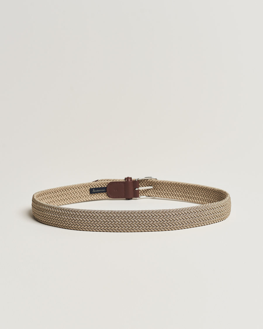 Herre | The Classics of Tomorrow | Anderson's | Stretch Woven 3,5 cm Belt Beige