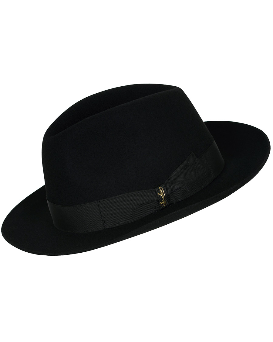 Herre | Borsalino Alessandria Felt Hat Medium Brim Black | Borsalino | Alessandria Felt Hat Medium Brim Black