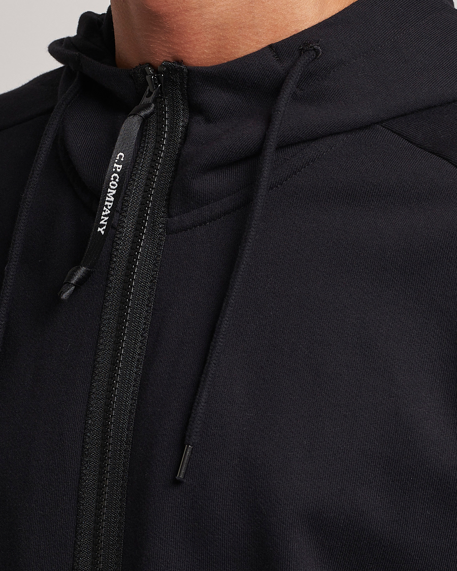 Herre | Gensere | C.P. Company | Diagonal Raised Fleece Full Zip Goggle Hoodie Black