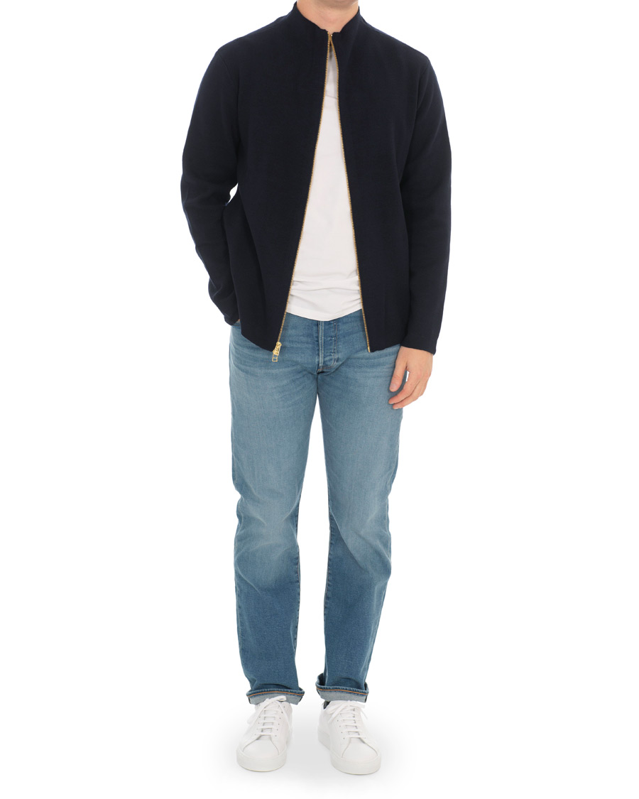 Herre | Gensere | Filippa K | Leon Wool/Cotton Full Zip Cardigan Navy