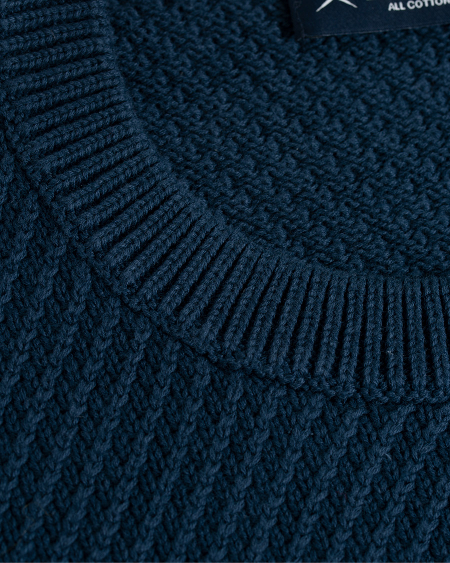 Herre | Gensere | Hackett | Diagonal Striped Crew Neck Cotton Sweater Navy