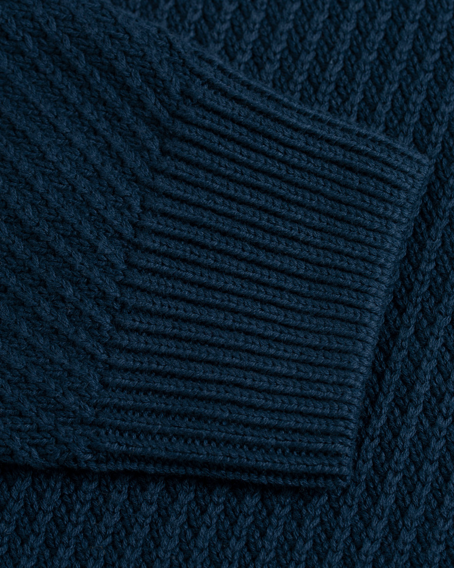 Herre | Gensere | Hackett | Diagonal Striped Crew Neck Cotton Sweater Navy