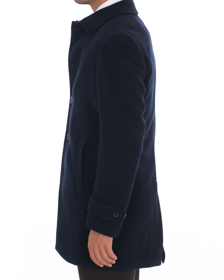 Herre | Jakker | Hackett | Washed Wool Twill Coat Navy