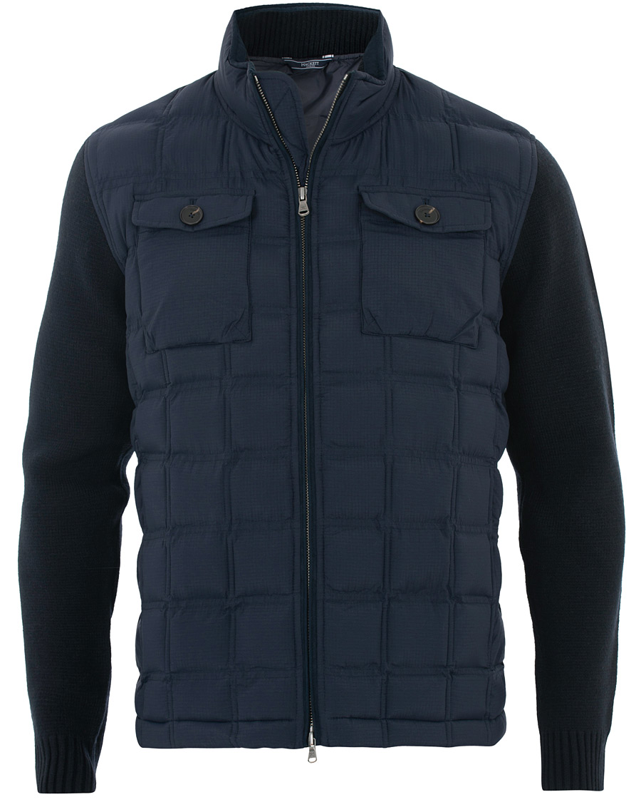 Herre | Jakker | Hackett | Hybrid Nylon Knitted Jacket Navy