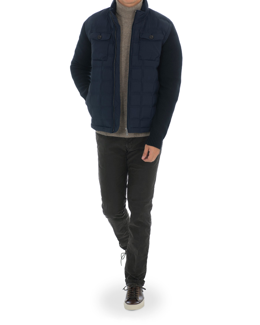 Herre | Jakker | Hackett | Hybrid Nylon Knitted Jacket Navy