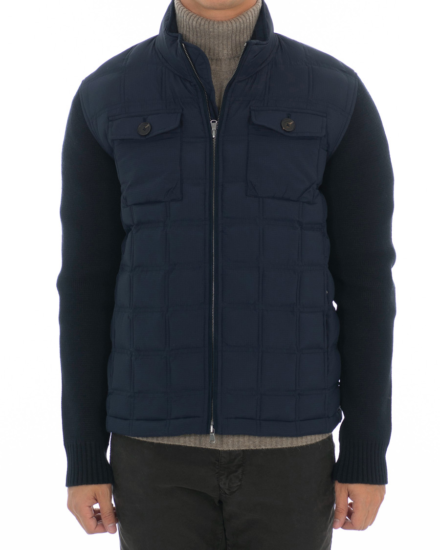 Herre | Jakker | Hackett | Hybrid Nylon Knitted Jacket Navy