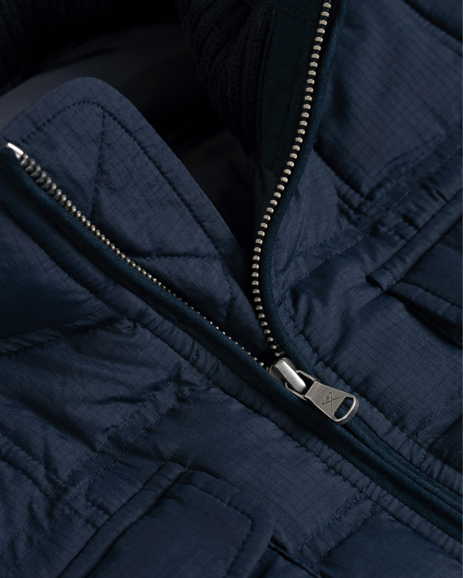 Herre | Jakker | Hackett | Hybrid Nylon Knitted Jacket Navy