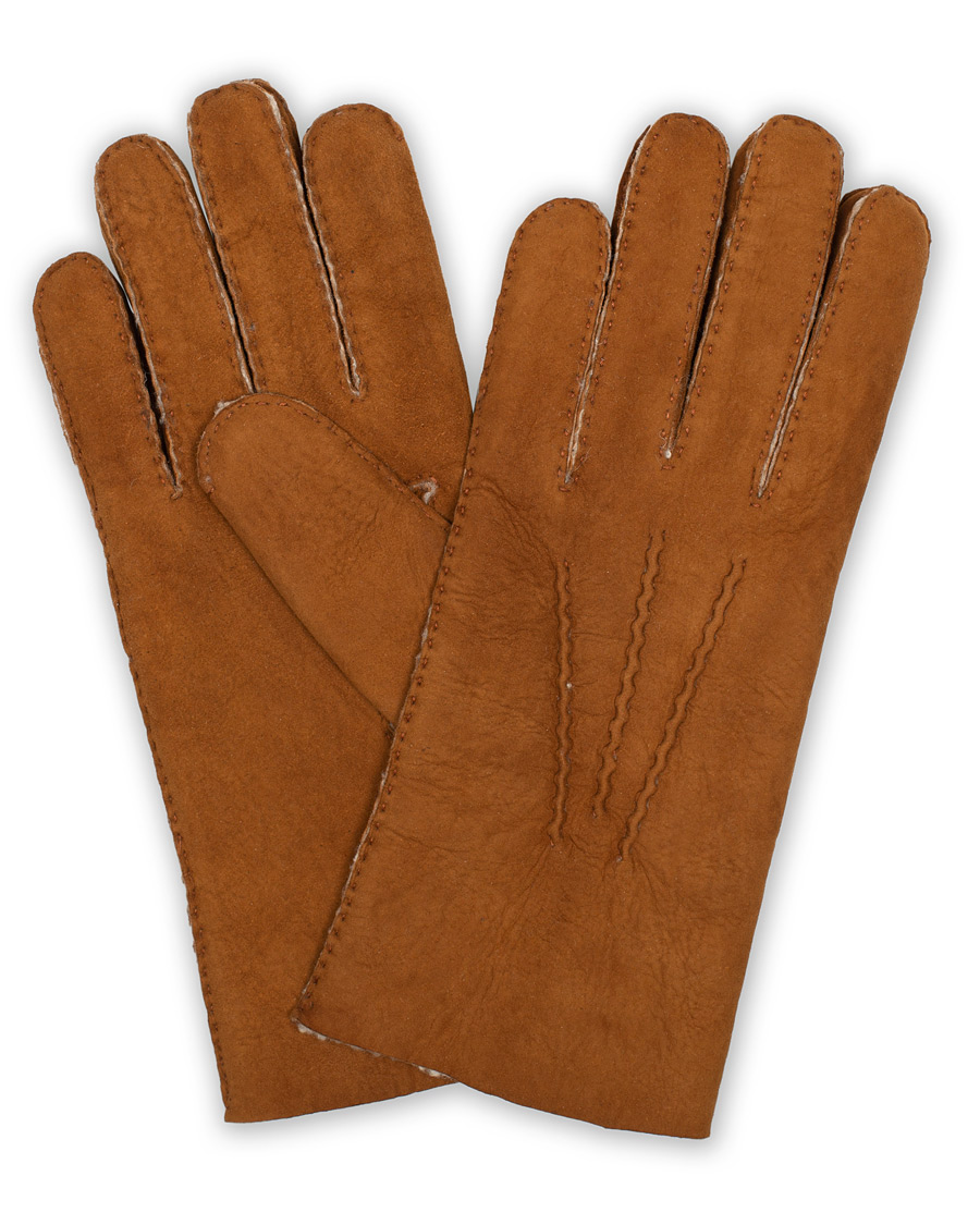 Herre | Hestra Lambskin Suede Handsewn Glove Congac | Hestra | Lambskin Suede Handsewn Glove Congac