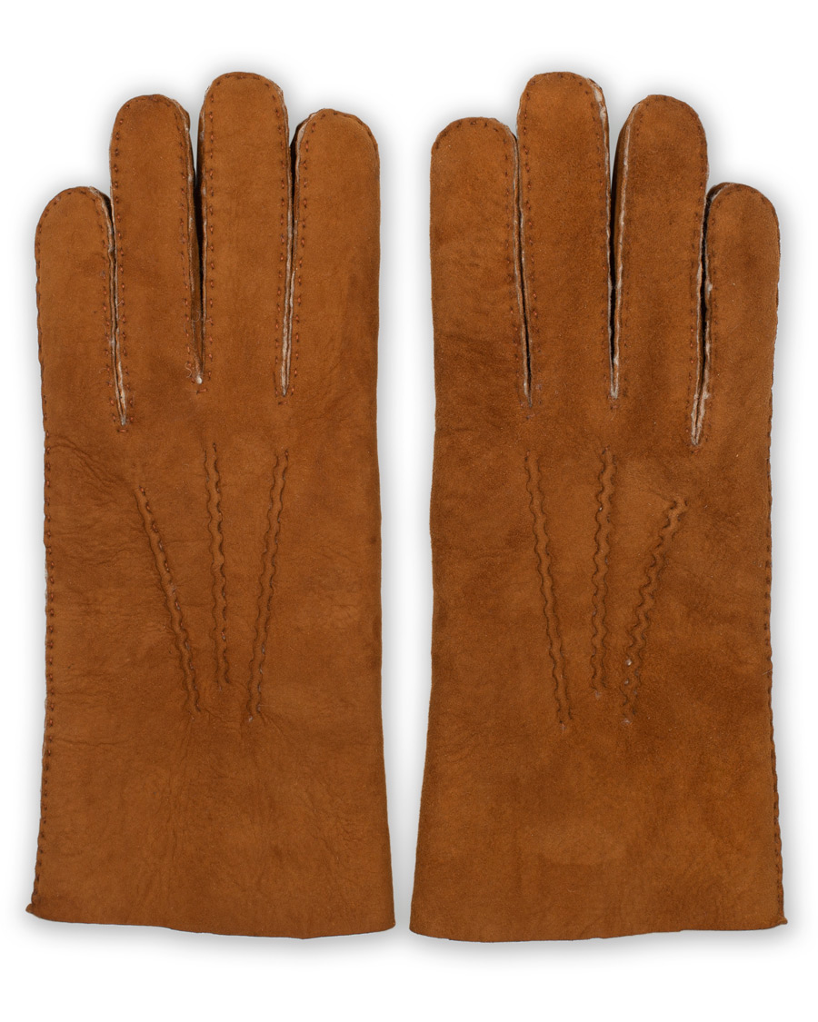 Herre | Hestra Lambskin Suede Handsewn Glove Congac | Hestra | Lambskin Suede Handsewn Glove Congac