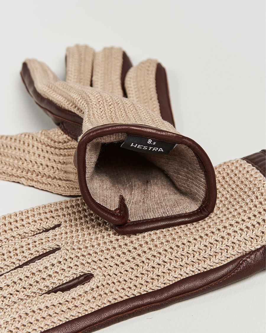 Herre | Gaver | Hestra | Adam Crochet Wool Lined Glove Chestnut/Beige