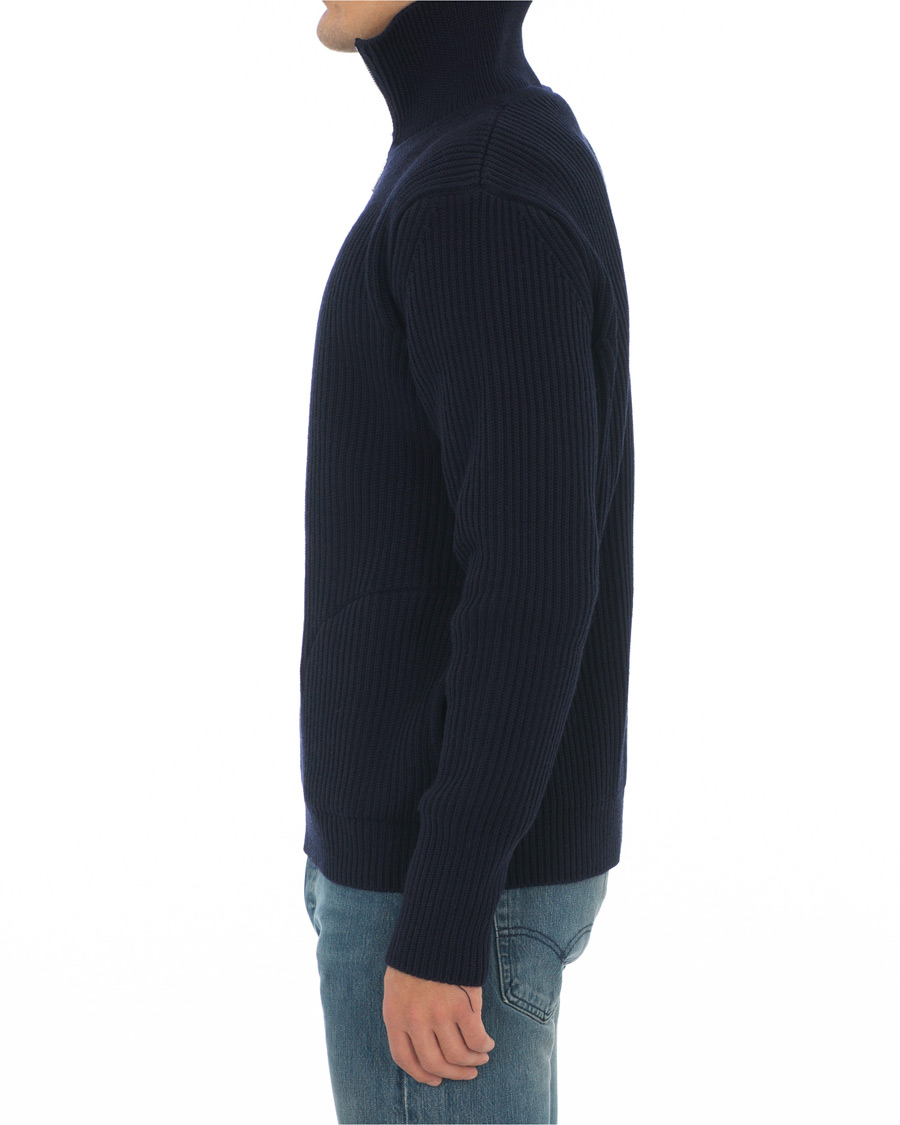Herre | Gensere | Andersen-Andersen | Navy Half Zip Pockets Sweater Navy Blue