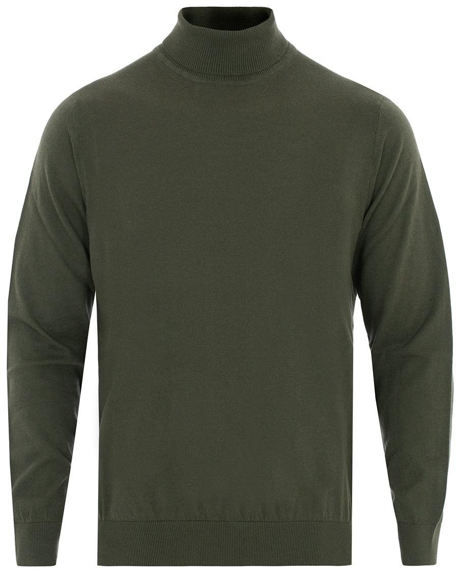 Herre | Gensere | Caruso | Cotton/Cashmere Turtleneck Sweater Dark Green