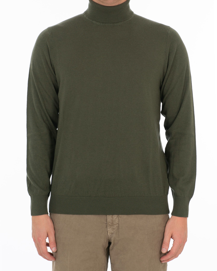 Herre | Gensere | Caruso | Cotton/Cashmere Turtleneck Sweater Dark Green