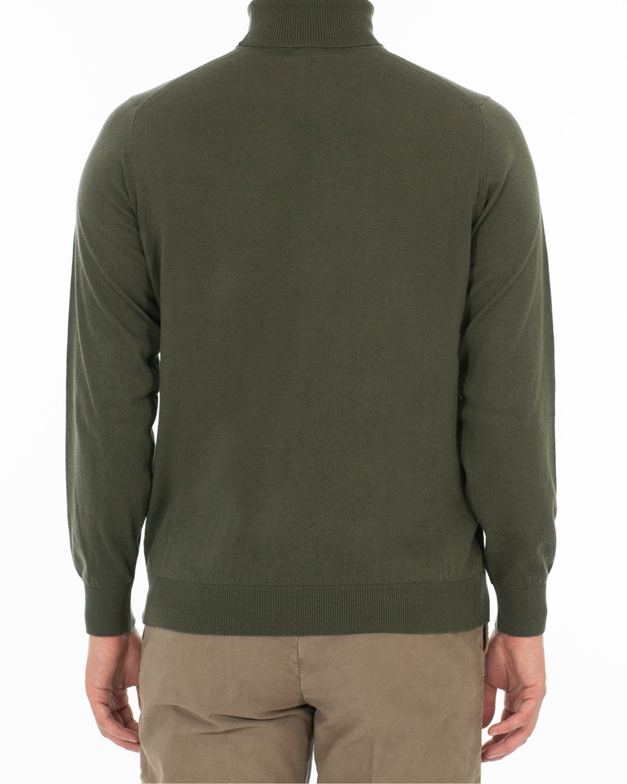 Herre | Gensere | Caruso | Cotton/Cashmere Turtleneck Sweater Dark Green