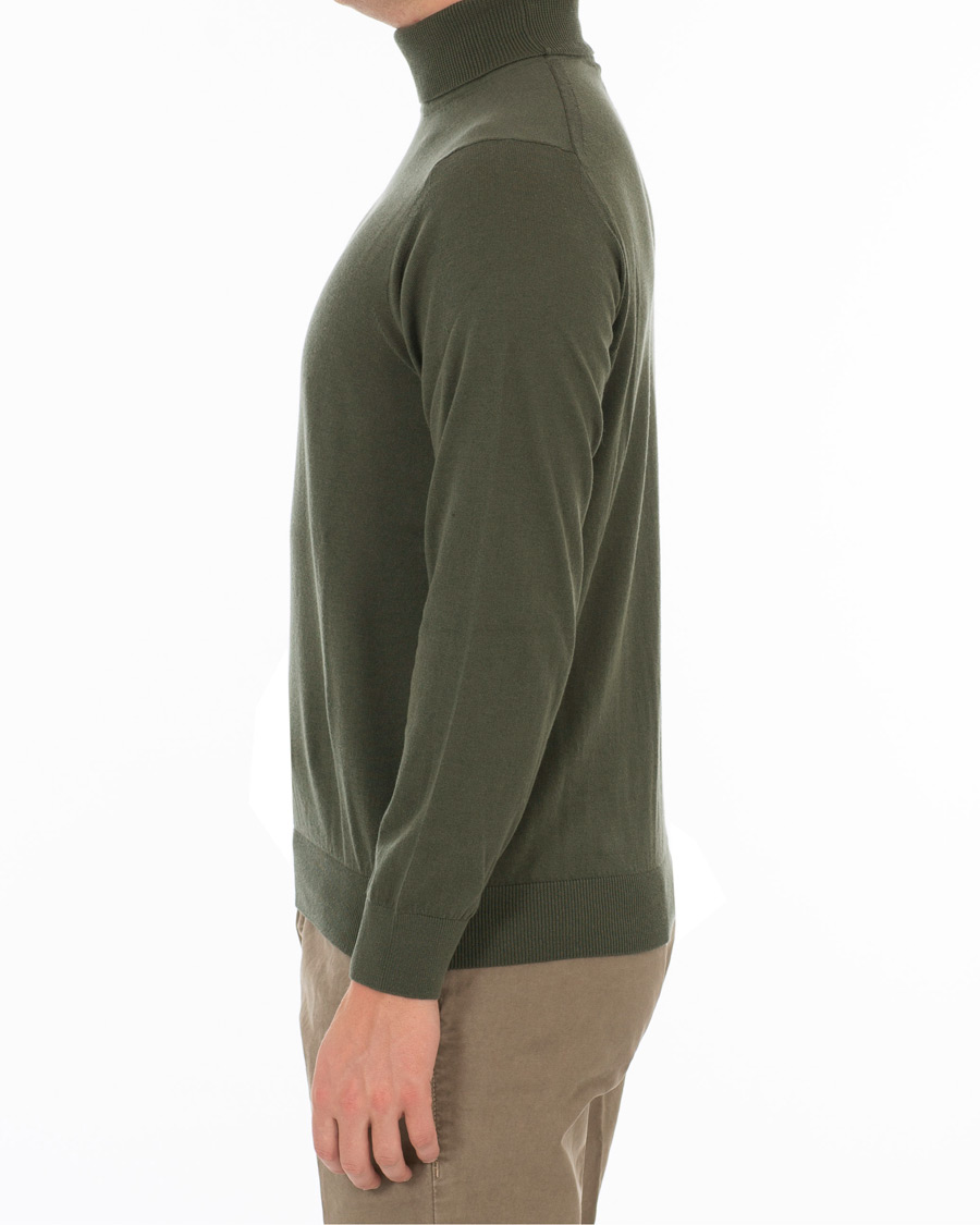 Herre | Gensere | Caruso | Cotton/Cashmere Turtleneck Sweater Dark Green