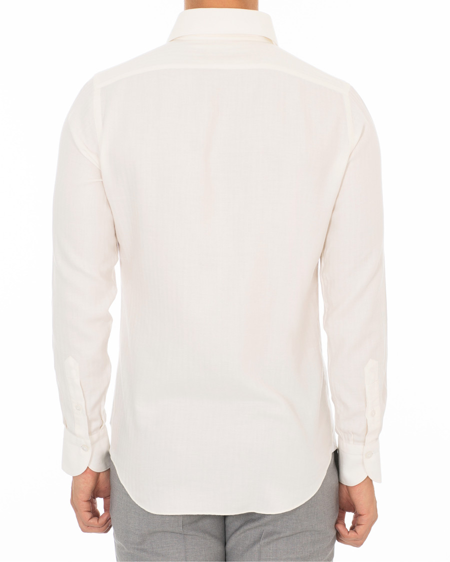 Herre | Skjorter | Finamore Napoli | Hidden Button Down Cashmere Shirt Ivory