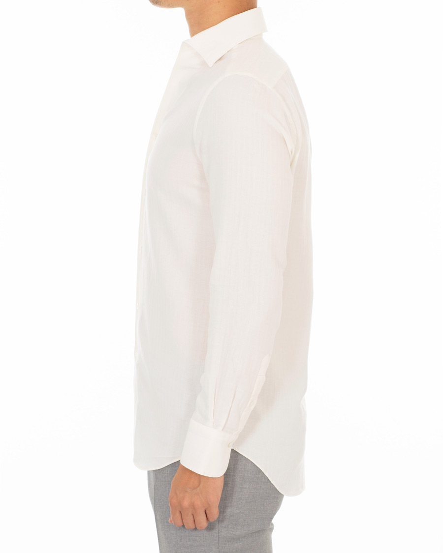 Herre | Skjorter | Finamore Napoli | Hidden Button Down Cashmere Shirt Ivory